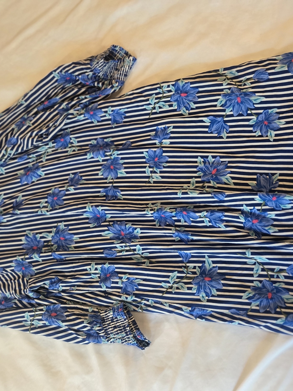 Draper James RSVP Navy & Cream Striped Floral Midi Dress S - Picture 12 of 12